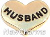 H5065 Husband Gold Heart Floating Locket Charm