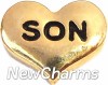 H5067 Son Gold Heart Floating Locket Charm