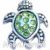 H6101 Green Stone Turtle Floating Locket Charm