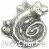 H6148 Silver Swirl Tail Gecko Floating Locket Charm