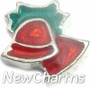 H6154 Red Bells with Green Floating Locket Charm