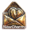 H6215 Vintage Gold Heart In Envelope Floating Locket Charm