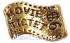 H6216 Vintage Gold Movie Ticket Floating Locket Charm