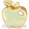 H6501 Gold Apple With Stone Floating Locket Charm