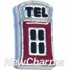 H7002 Red Telephone Booth Floating Locket Charm