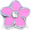 H7034 Pink Flower Floating Locket Charm