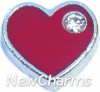 H7042 Red Heart With Stone Floating Locket Charm