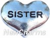 H7049 Sister Silver Heart Floating Locket Charm