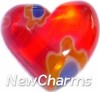 H7059 Red Heart Stone Floating Locket Charm