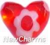 H7059 Red Heart Stone Floating Locket Charm