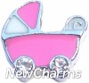 H7067 Pink Stroller Floating Locket Charm