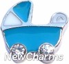H7068 Blue Stroller Floating Locket Charm