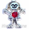 H7070 Girl With Red Stone Floating Locket Charm