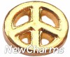 H7082 Gold Peace Sign Floating Locket Charm (clearance)