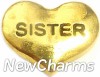 H7097 Sister Gold Heart Floating Locket Charm