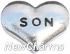 H9828 Son Silver Heart Floating Locket Charm