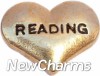 H7127 Reading Gold Heart Floating Locket Charm