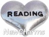 H7128 Reading Silver Heart Floating Locket Charm