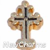 H7146 Cross Gold And Black Floating Locket Charm