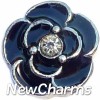 H7180 CZ Flower Black Floating Locket Charm