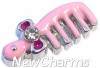 H7203 Pink Comb Floating Locket Charm