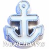 H7504 White Anchor Floating Locket Charm