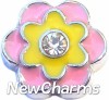 H7537 Colorful Flower With Stone Floating Locket Charm