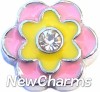 H7537 Colorful Flower With Stone Floating Locket Charm