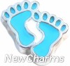 H7539 Blue Feet Silver Trim Floating Locket Charm