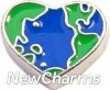 H7628 Planet Earth Heart Floating Locket Charm