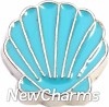 H7630 Blue Sea Shell Floating Locket Charm