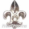 H7664 Silver Fleur De Lis With Stone Floating Locket Charm