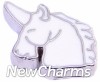 H7674 White Unicorn Floating Locket Charm