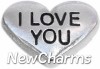 H7686 I Love You Silver Heart Floating Locket Charm
