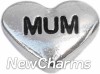 H7687 Mum Silver Heart Floating Locket Charm