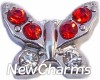 H7696 Butterfly With Red Stones Floating Locket Charm