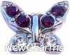 H7697 Butterfly With Purple Stones Floating Locket Charm