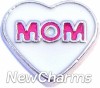H7701 Mom White And Pink Heart Floating Locket Charm