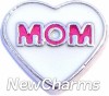 H7701 Mom White And Pink Heart Floating Locket Charm