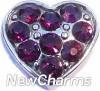 H7702 CZ Purple Heart Floating Locket Charm