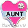 H7725 Aunt Pink Heart Floating Locket Charm