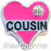 H7726 Cousin Pink Heart Floating Locket Charm