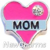 H7727 Mom Pink Heart Floating Locket Charm