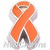 H7743 Orange Ribbon With Silver Trim Floating Locket Charm