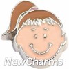 H7774 Brunette Ponytail Girl Floating Locket Charm