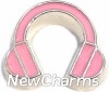 H7778 Pink Headphones Floating Locket Charm