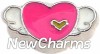 H7781 Pink Heart White Wings Floating Locket Charm