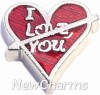 H7797 Red Arrow Heart Floating Locket Charm