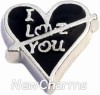 H7798 Black Arrow Heart Floating Locket Charm