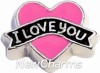 H7805 I Love You Banner Heart Floating Locket Charm